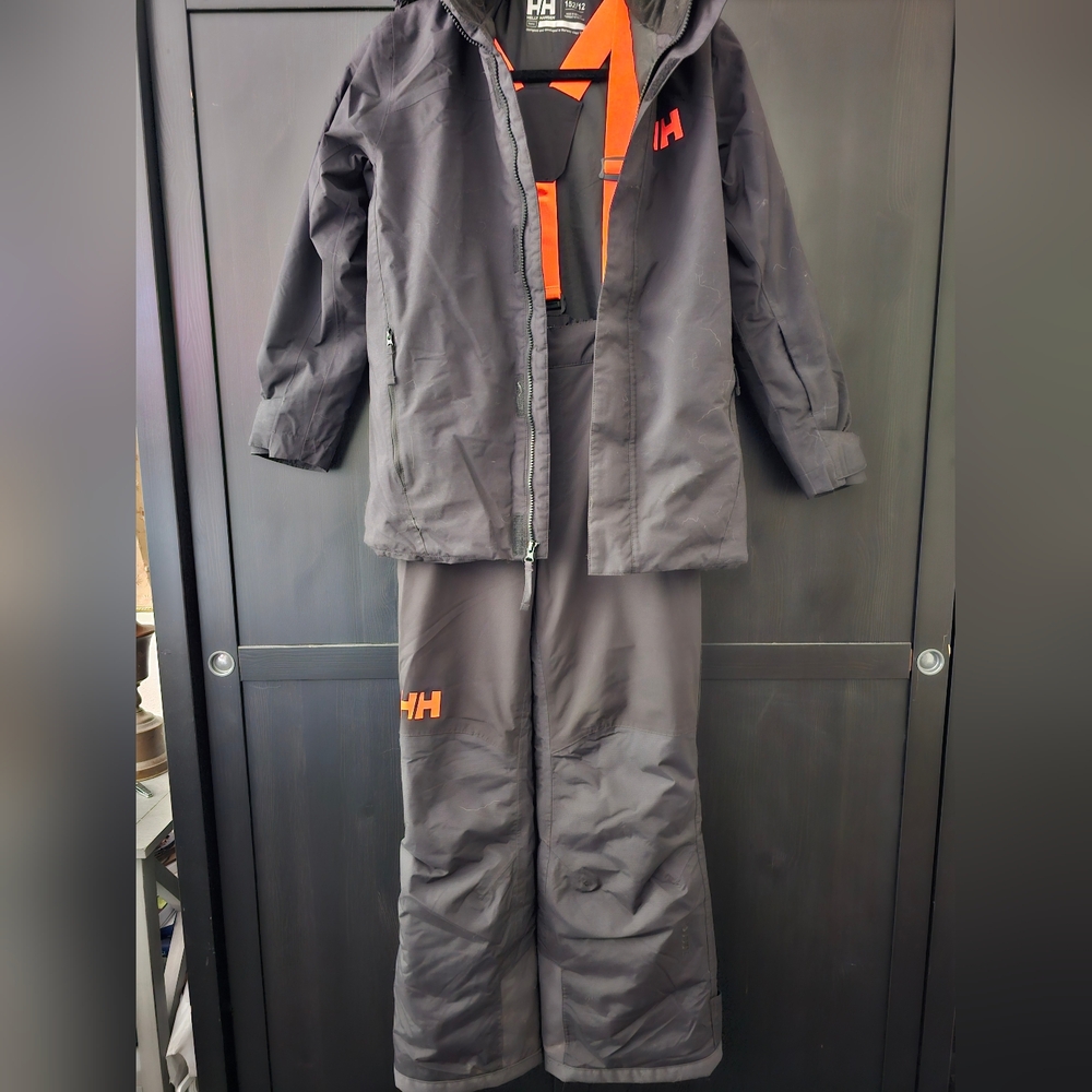 Helly Hansen Black and Orange Ski Pants And Coat Boys Size 12